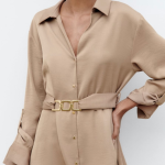 Thumbnail for Robe chemise satinée sable - Zara
