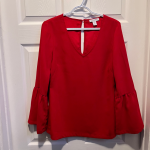 Featured thumbnail for Carolina Belle Small red blouse bell sleeve top shirt women Femme
