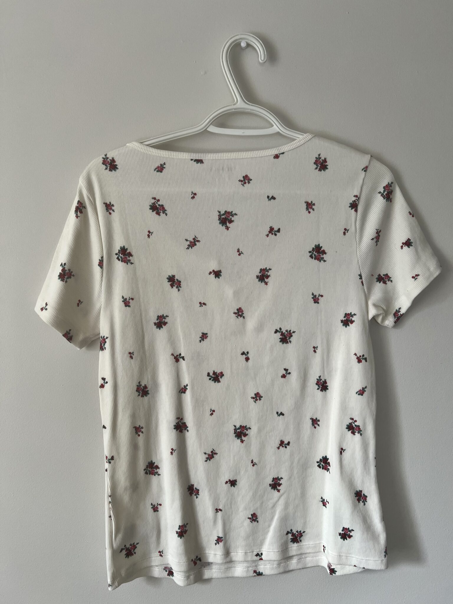 Image for T-shirt côtelé blanc fleuri Old Navy