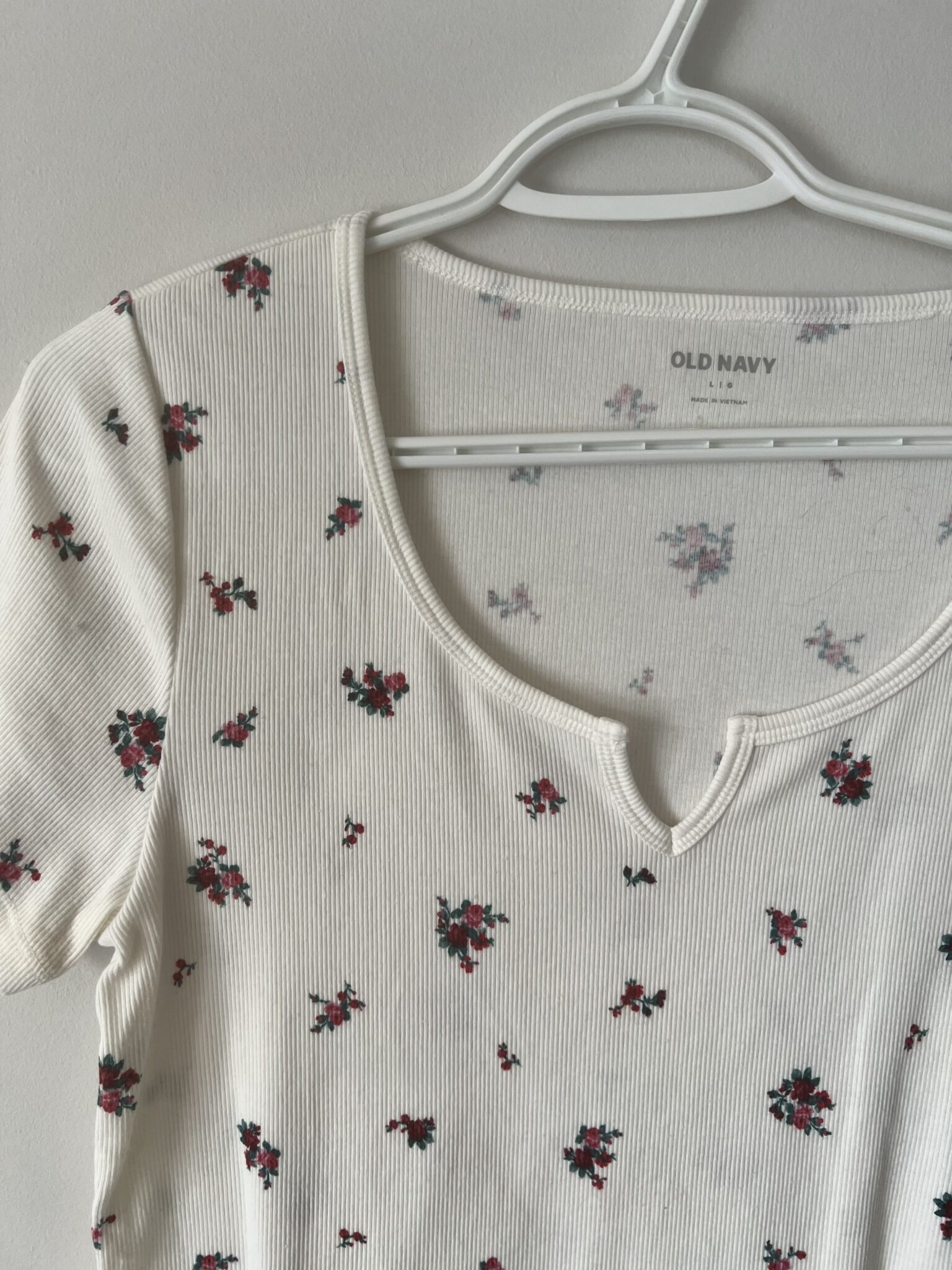 Image for T-shirt côtelé blanc fleuri Old Navy