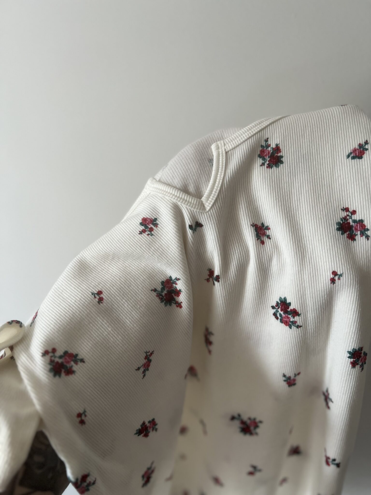 Image for T-shirt côtelé blanc fleuri Old Navy