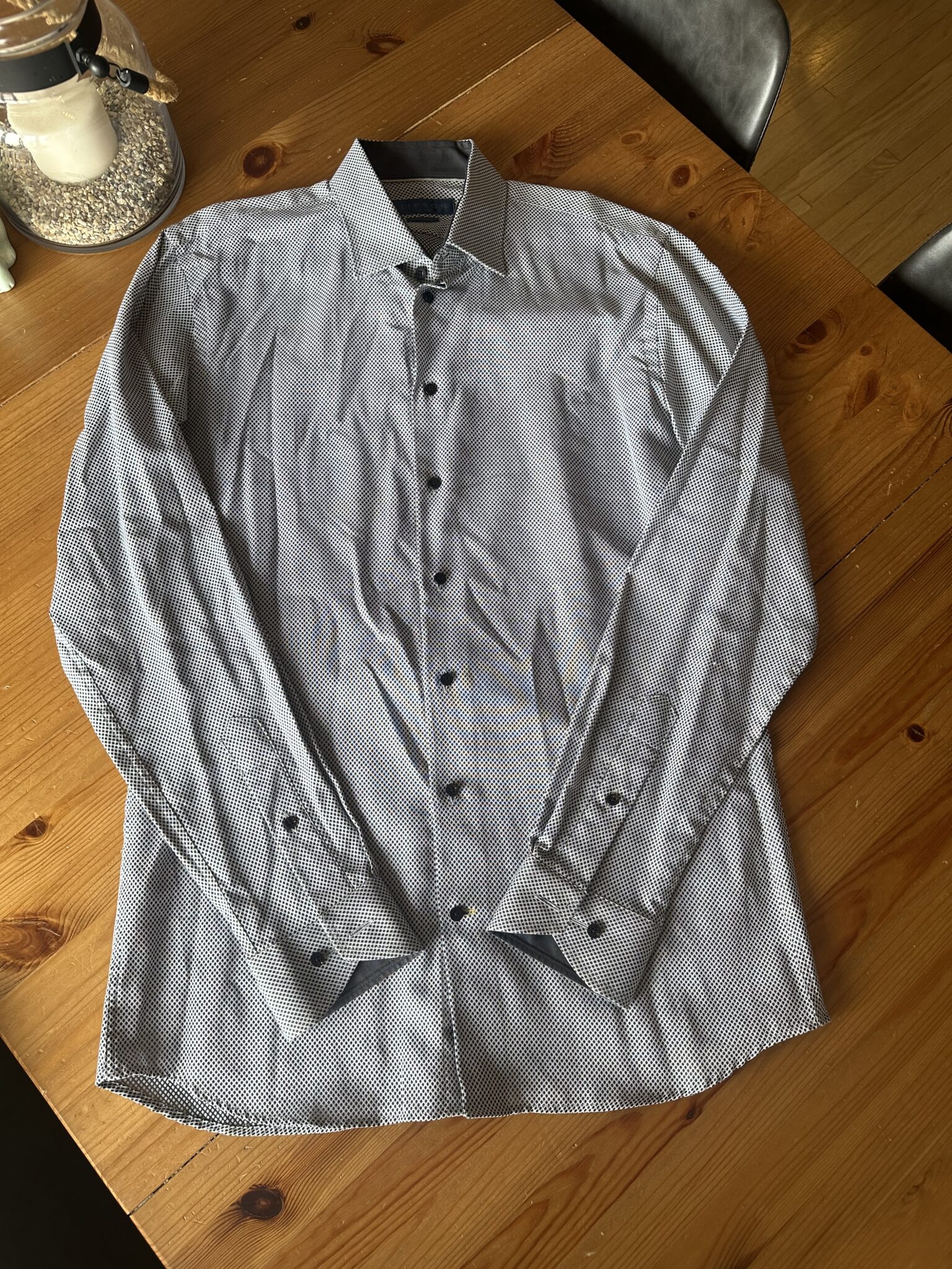 Featured image for White shirt with small black patterns