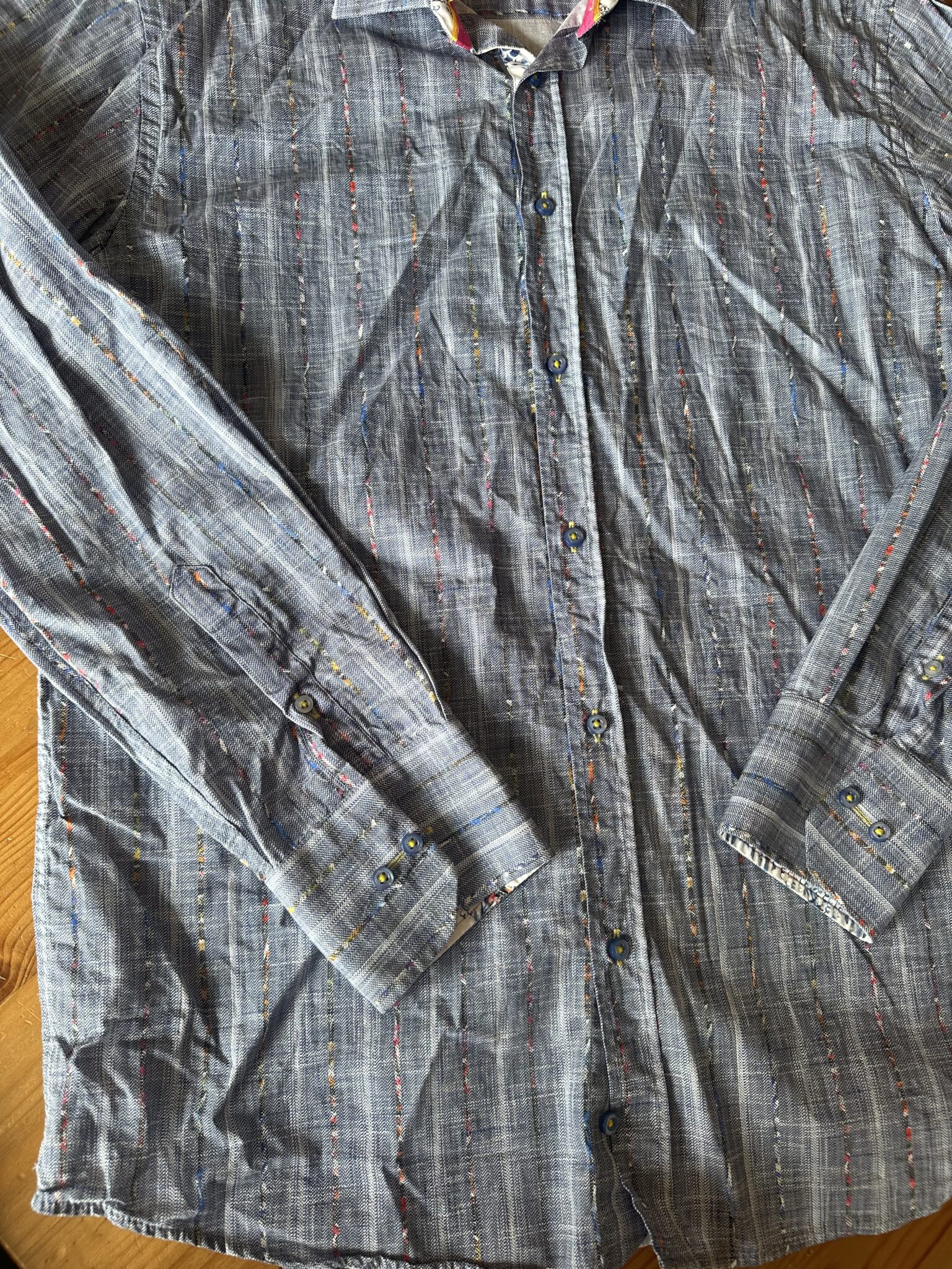 Image for Chemise bleu à motifs rose et blanc