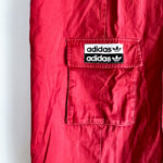 Thumbnail for Adidas Originals Pantalons Cargo Rouge Jambes Très Larges Oversized Parachute Track Red Pants L