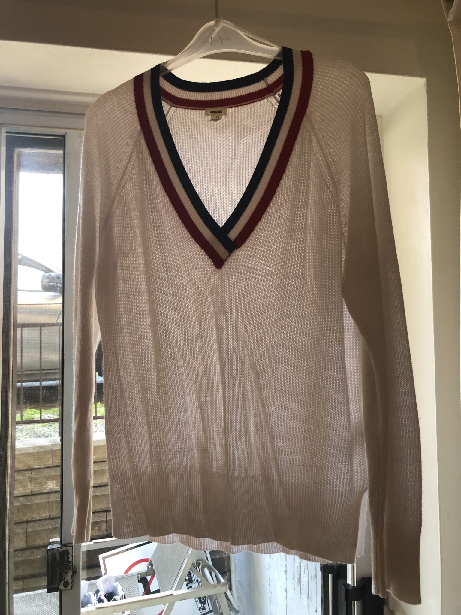 Featured image for Lightweight white garage knit jumper