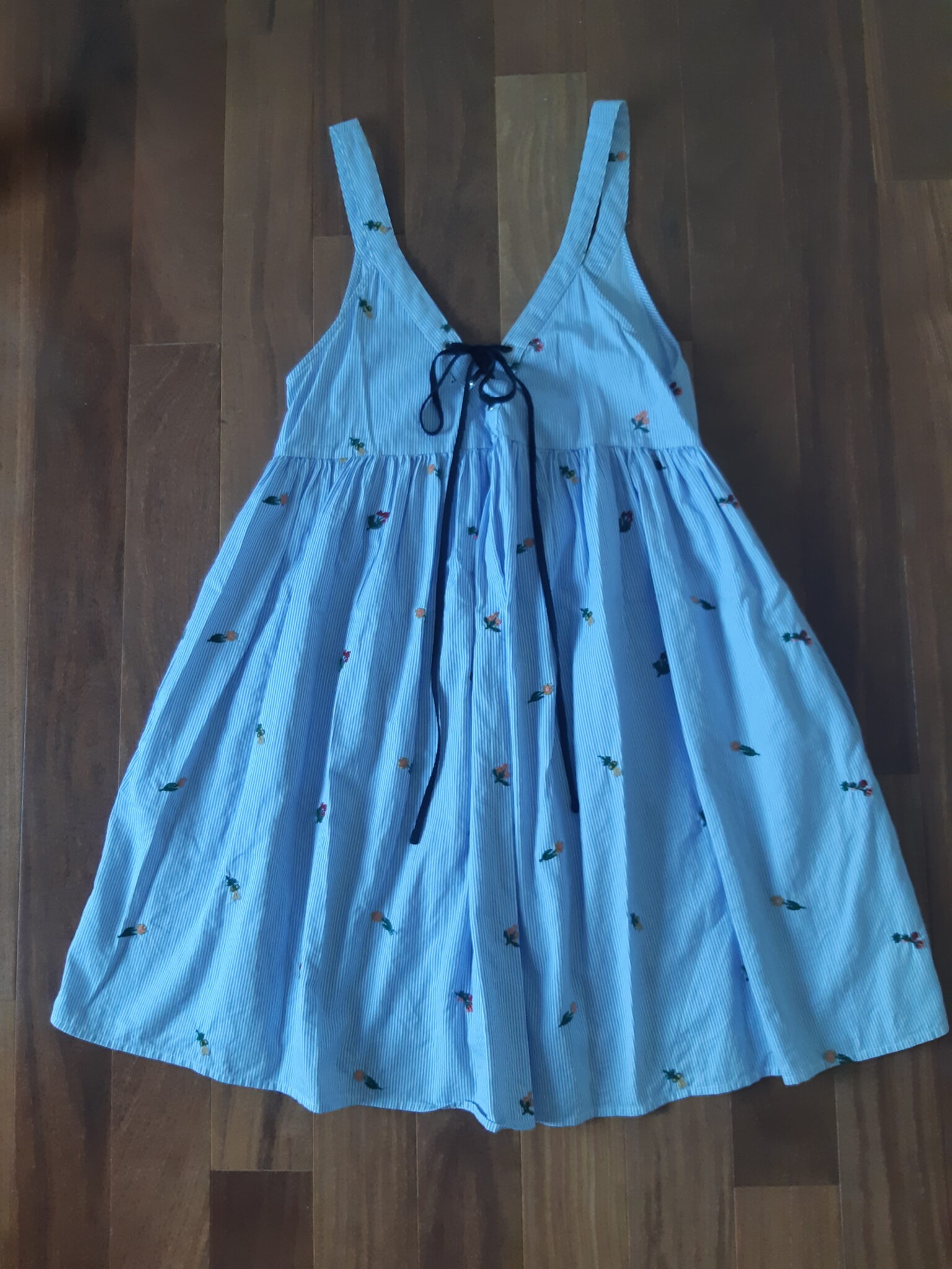 Featured image for Zara striped and embroidered dress, small