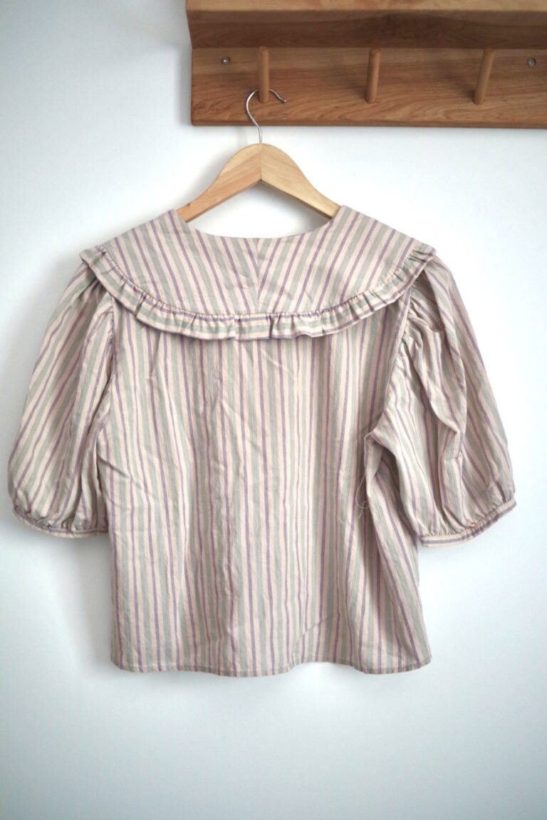 Image for Blouse 100% coton à boutons et col Peter Pan rayée ZARA (L)