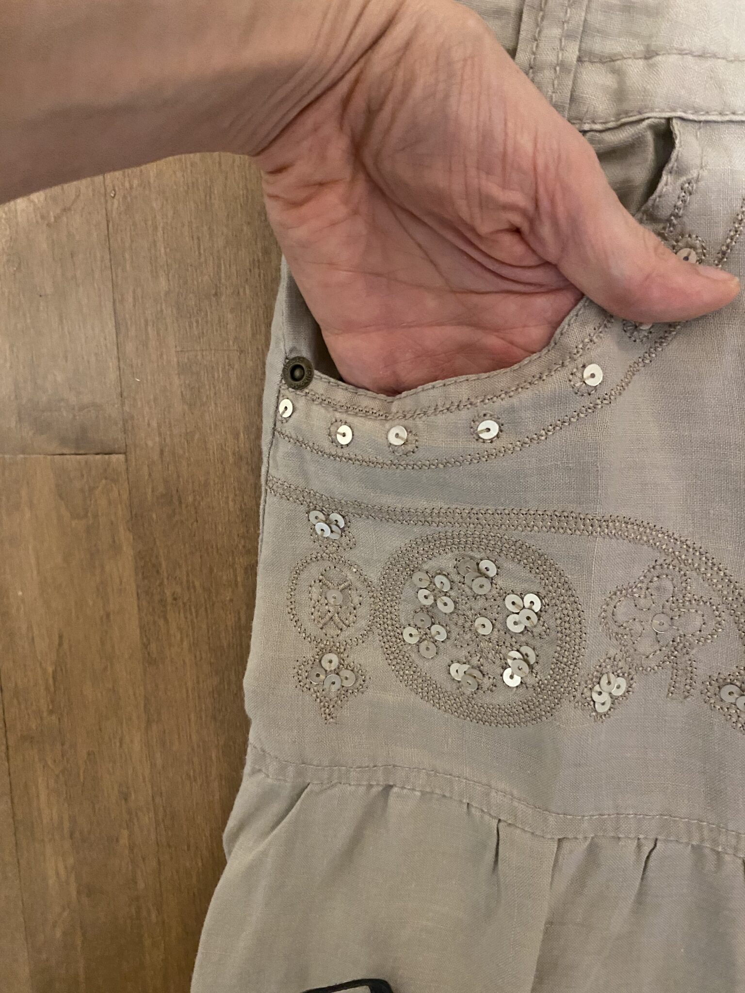 Image for Jupe longue avec broderie 100% lin