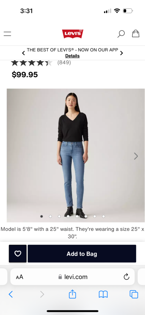 Featured image for Levis 311 shaping skinny trousers