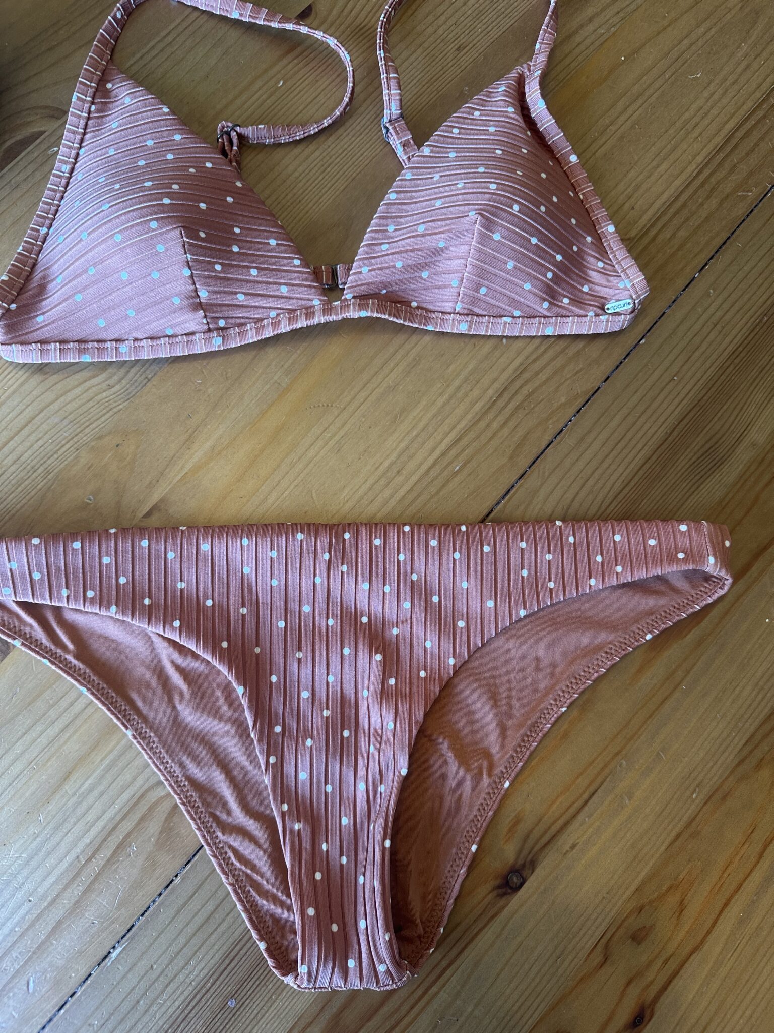 Image for Bikini orange brulé à pois blanc