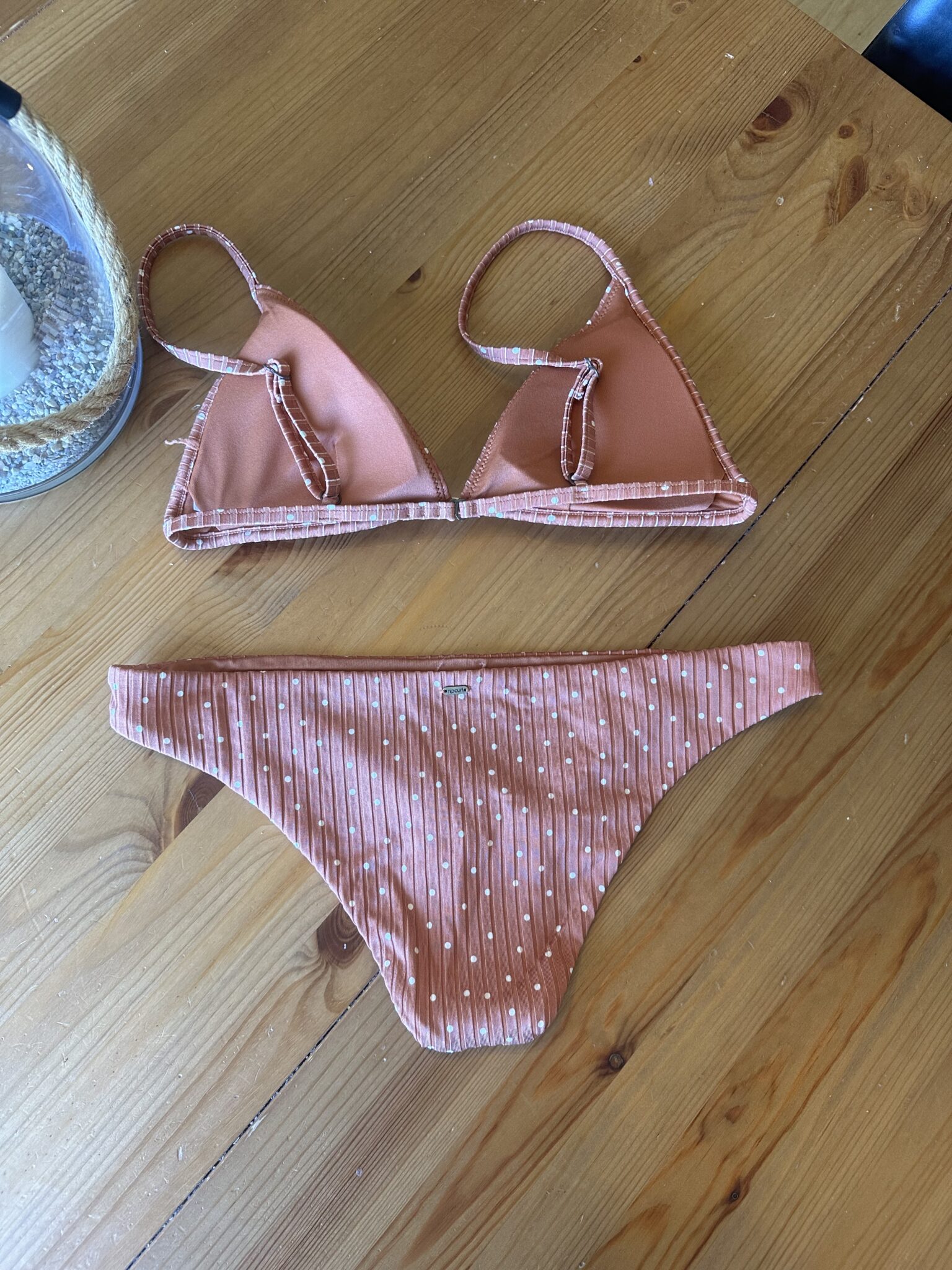Image for Bikini orange brulé à pois blanc