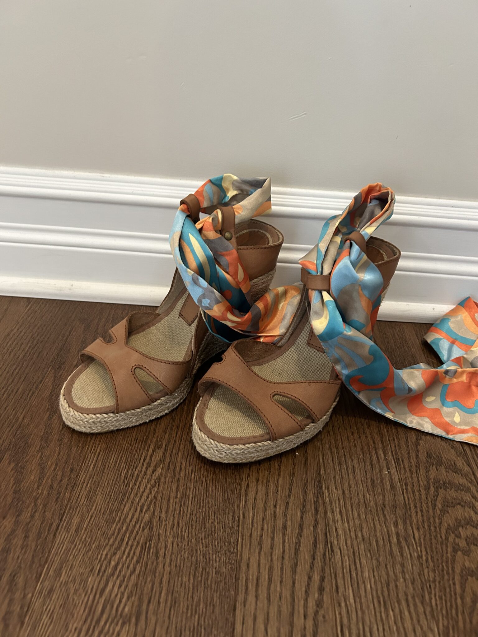 Image for Sandales cuir, jute et soie