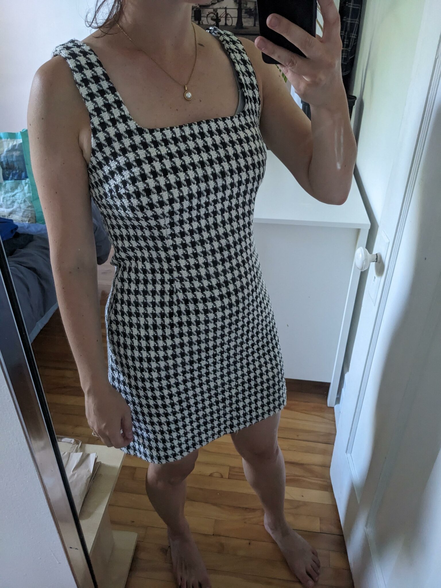 Image for Houndstooth tweed dress