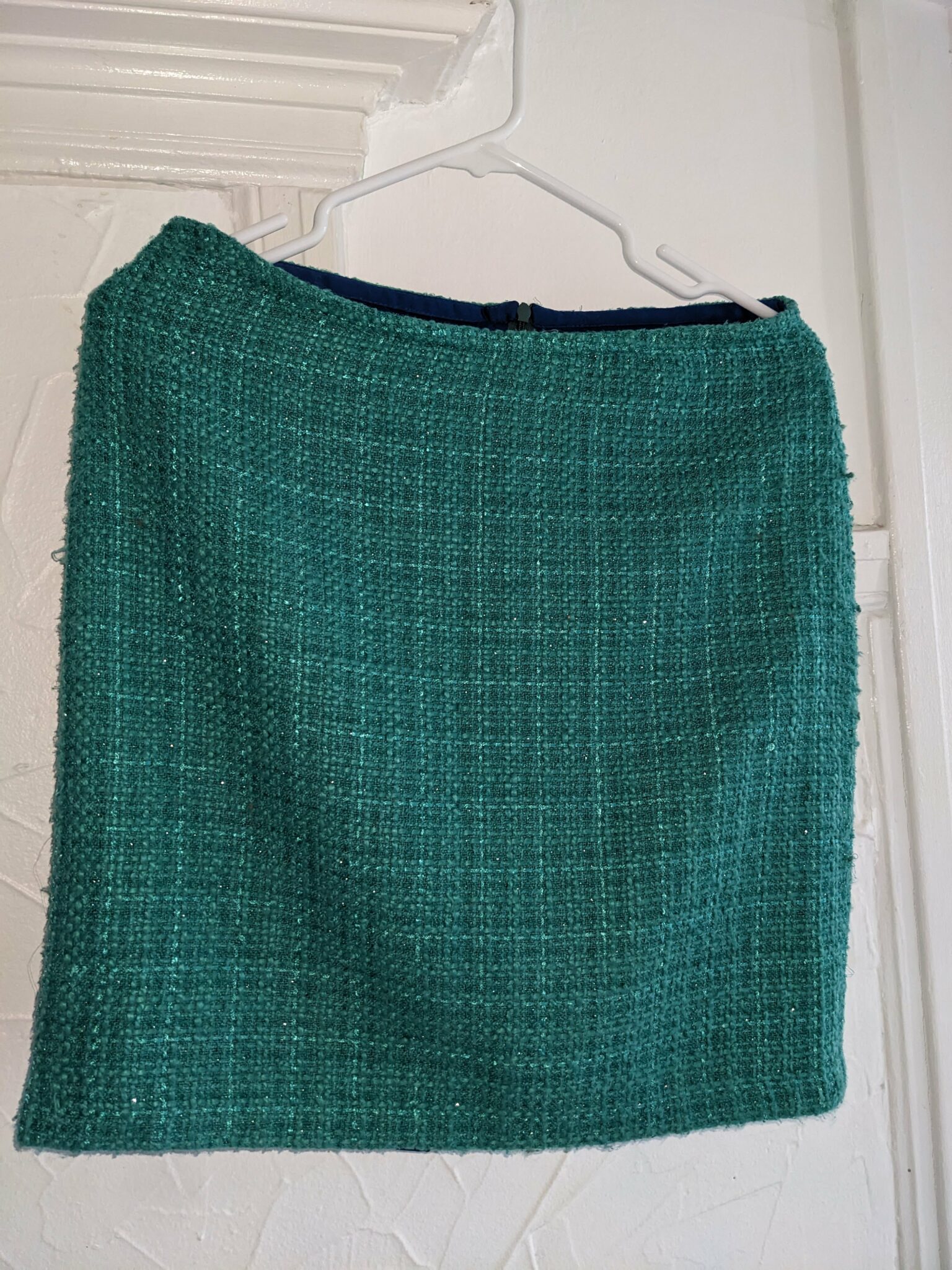 Featured image for Sparkling green tweed skirt