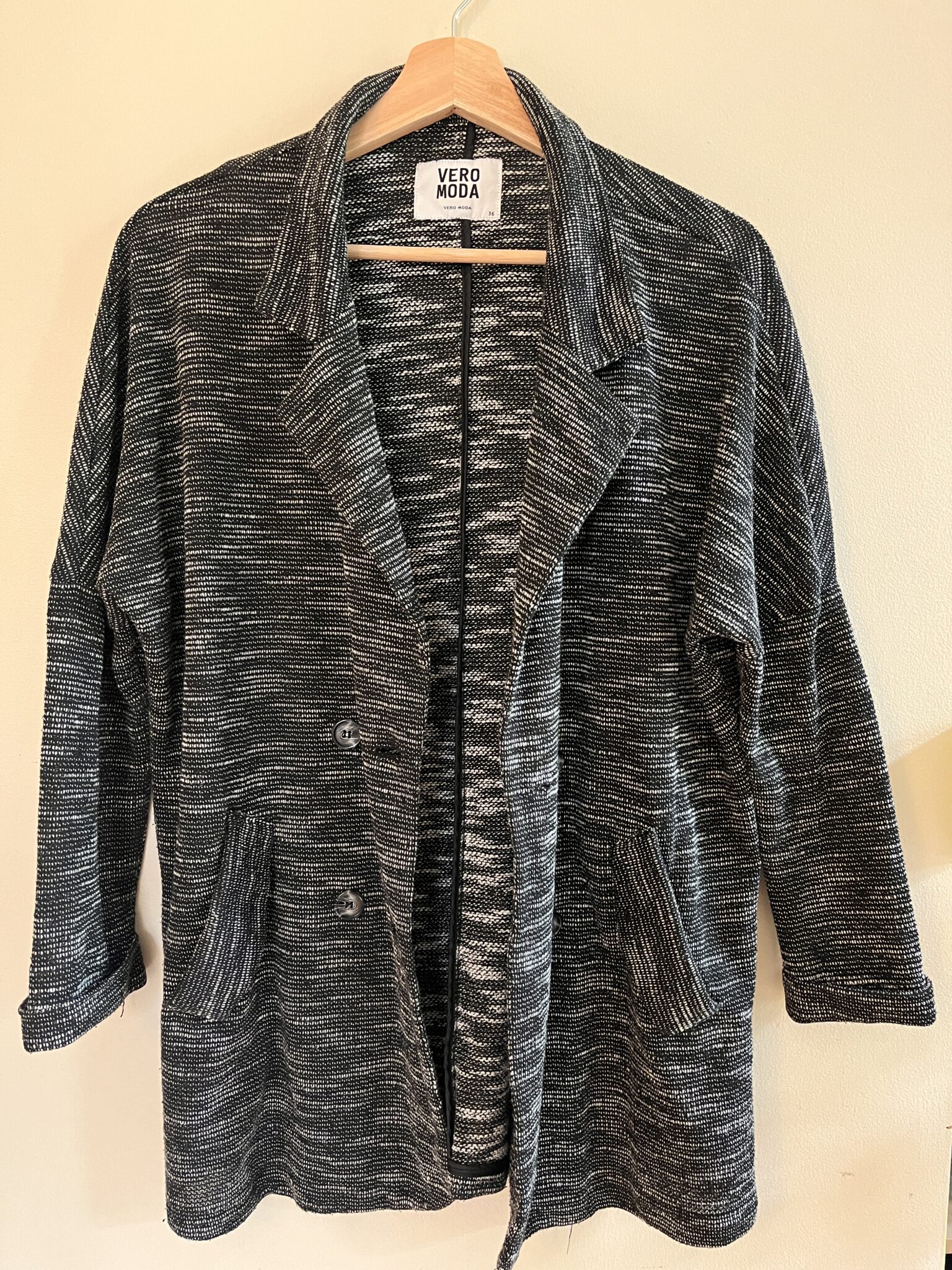 Featured image for Veste texturée gris chiné avec poches et boutons Vero Moda taille S / 36