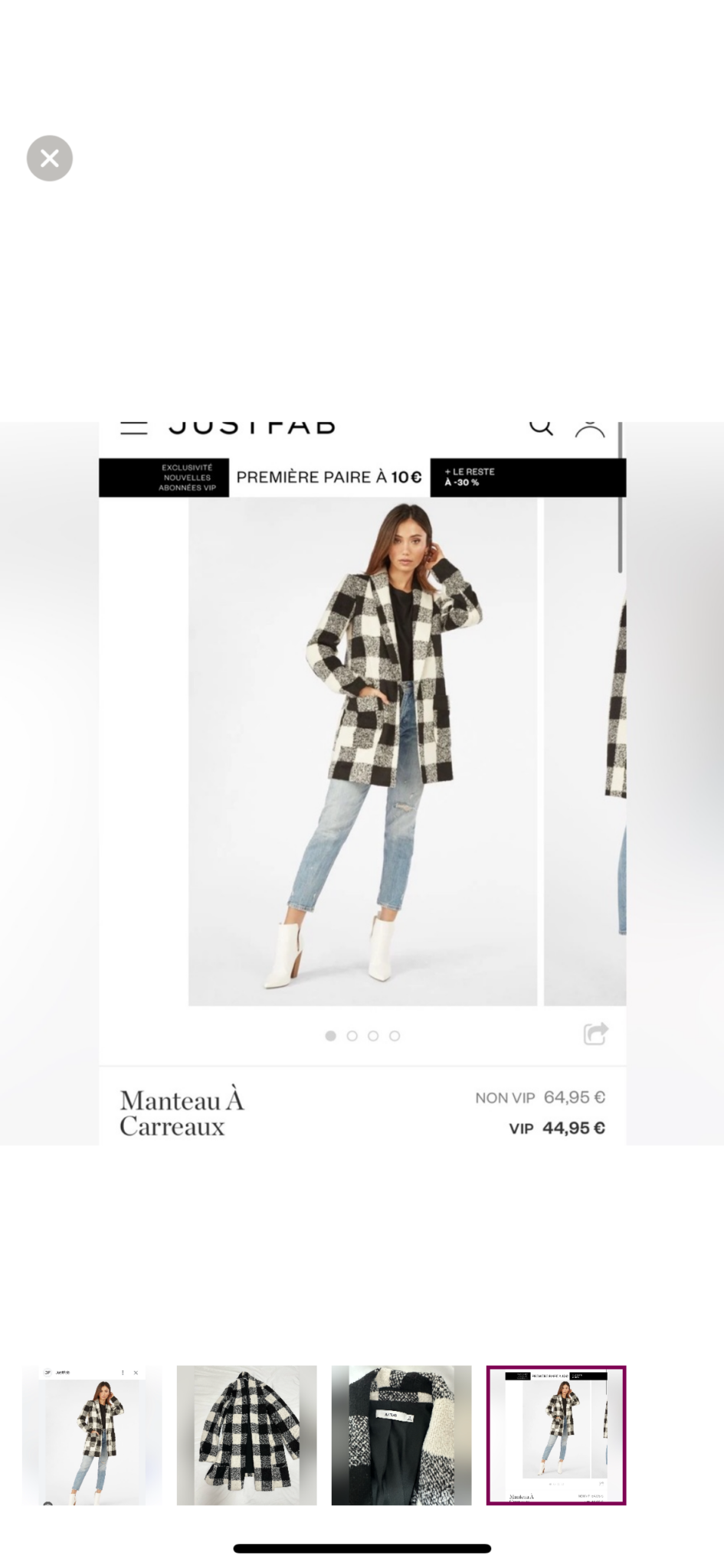Image for Manteau à carreaux noir et blanc