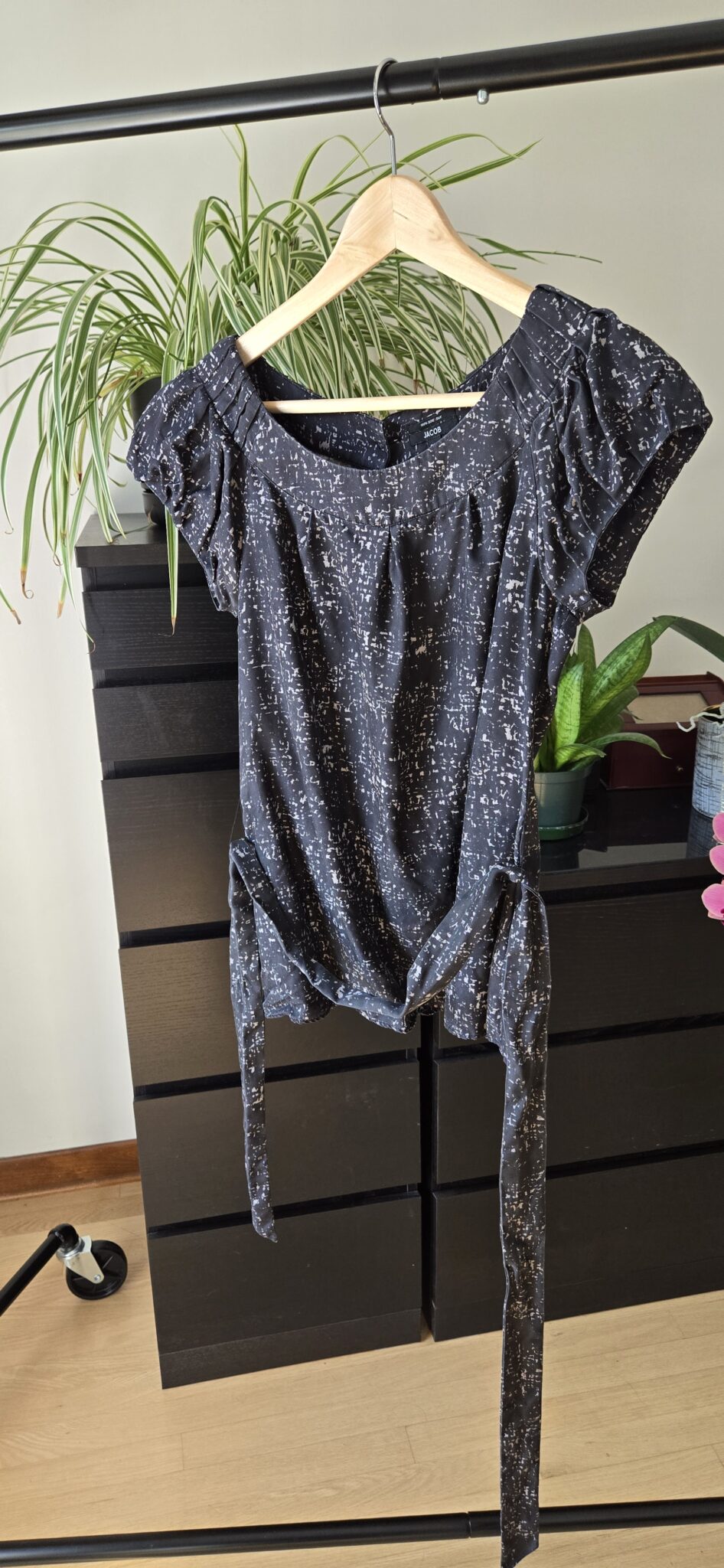 Image for Blouse Noir avec motif marbré - 100% Soie