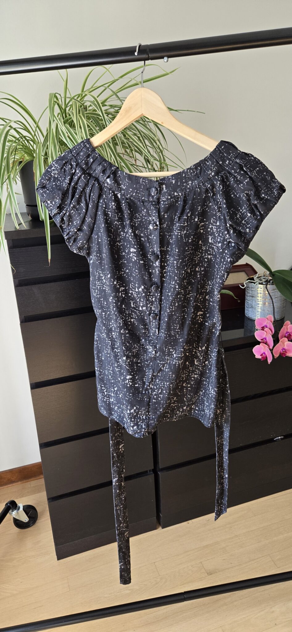 Image for Blouse Noir avec motif marbré - 100% Soie