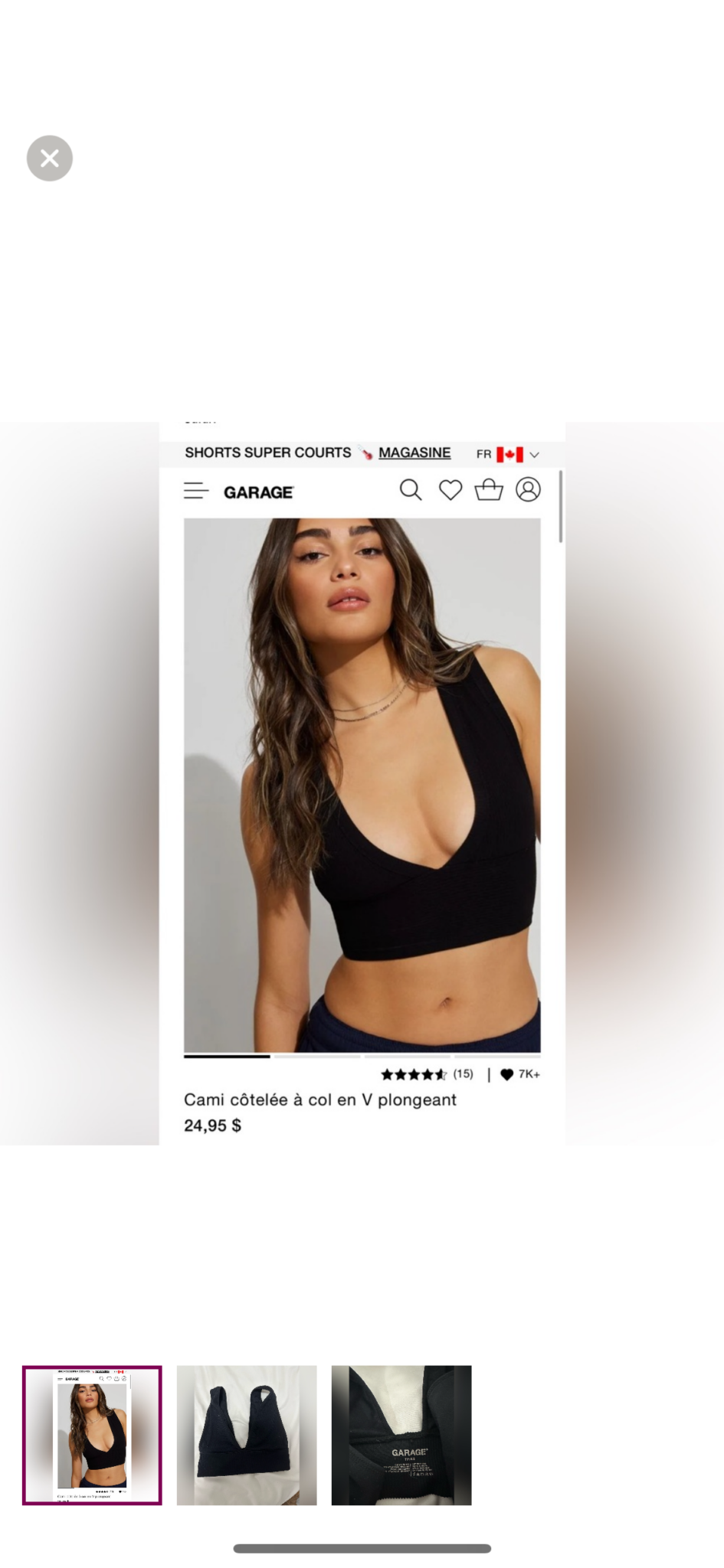 Featured image for Garage Top noir - Cami à col en V noir Garage