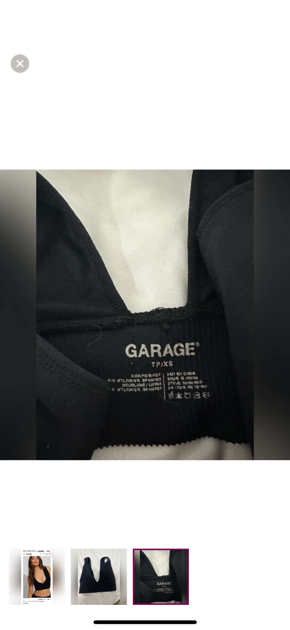 Image for Garage Top noir - Cami à col en V noir Garage