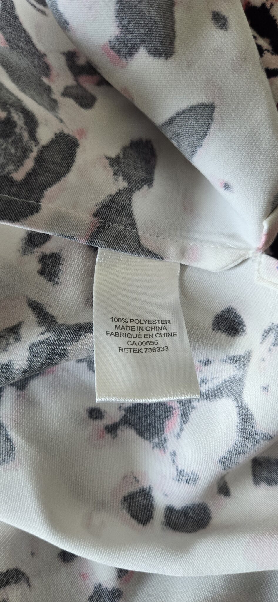 Image for Blouse Blanche avec motif marbré (Noir et Rose) - Ouverture au dos