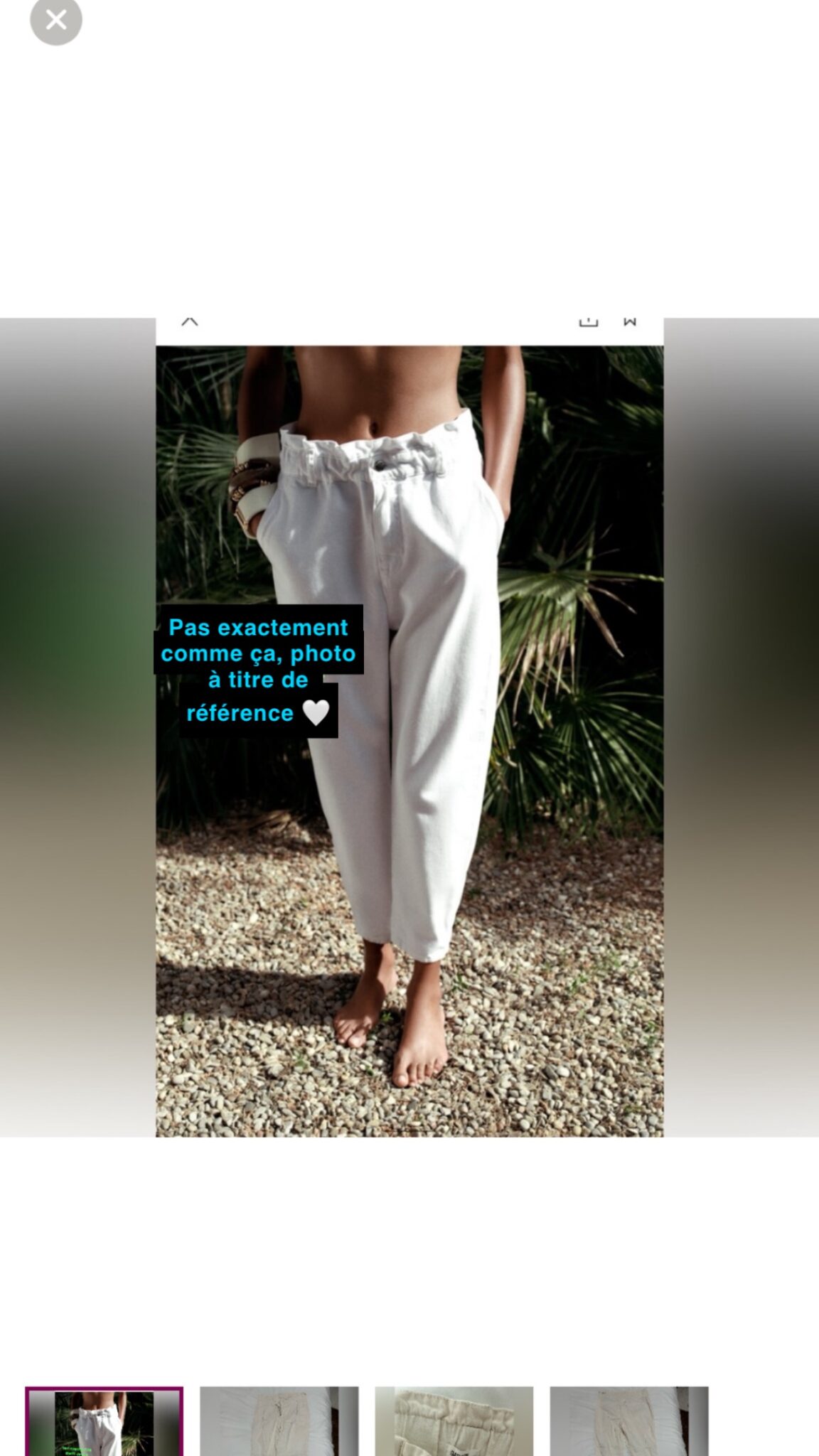 Featured image for Pantalon style jeans Garage blanc crème avec bande élastique à la taille