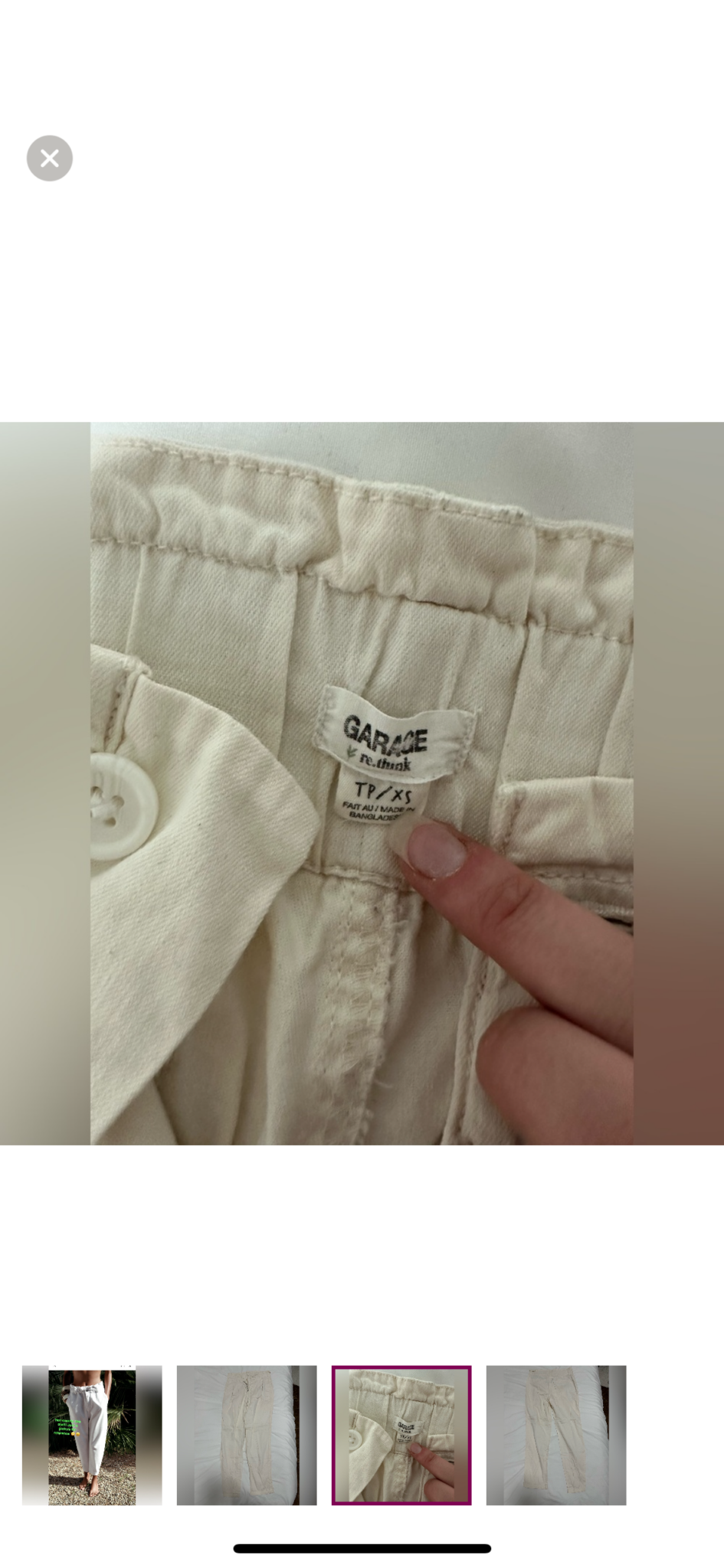 Image for Pantalon style jeans Garage blanc crème avec bande élastique à la taille