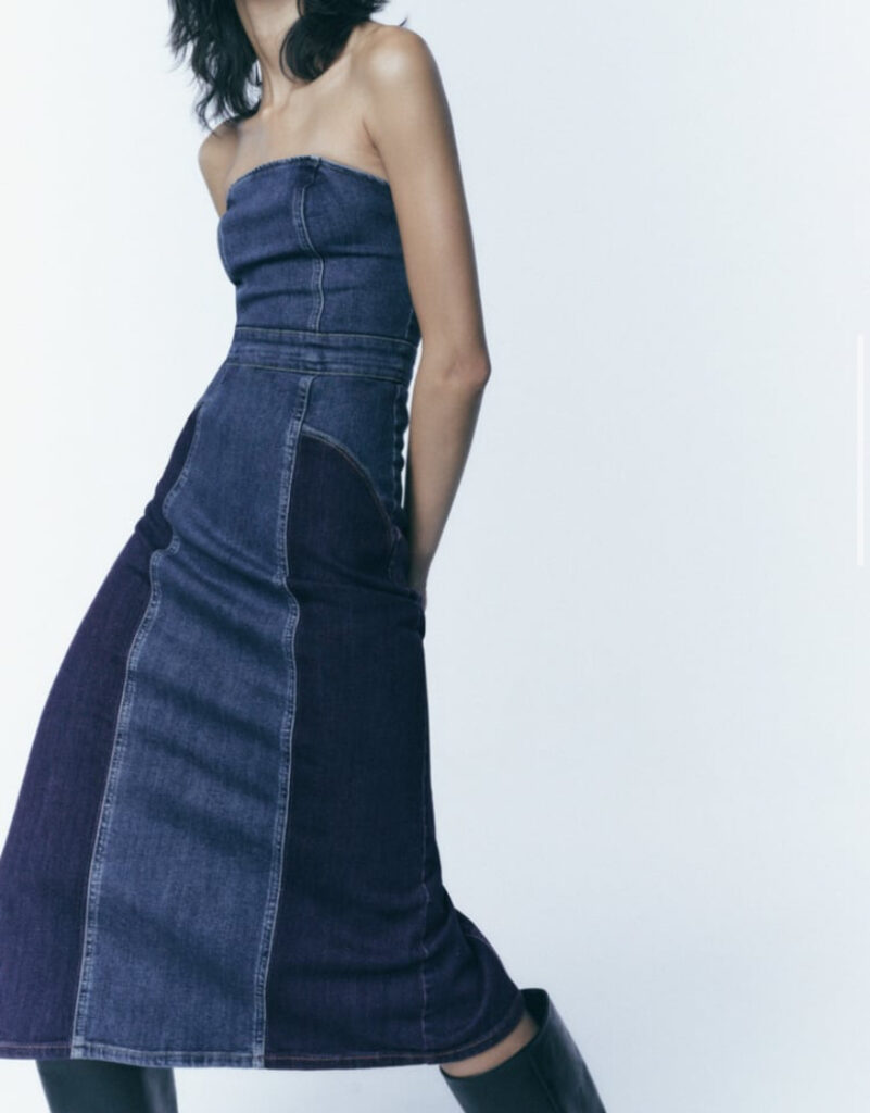 Image for Robe en jean mi longue - bustier