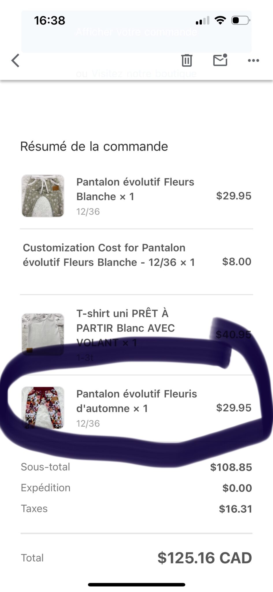 Image for Pantalon évolutif 1-3T confection québécoise