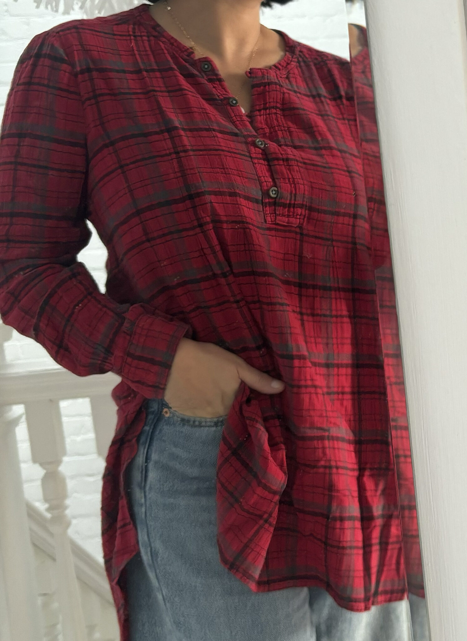 Featured image for Blouse longue carreauté