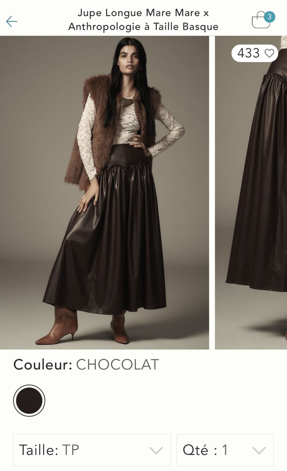 Image for Long vegan leather skirt