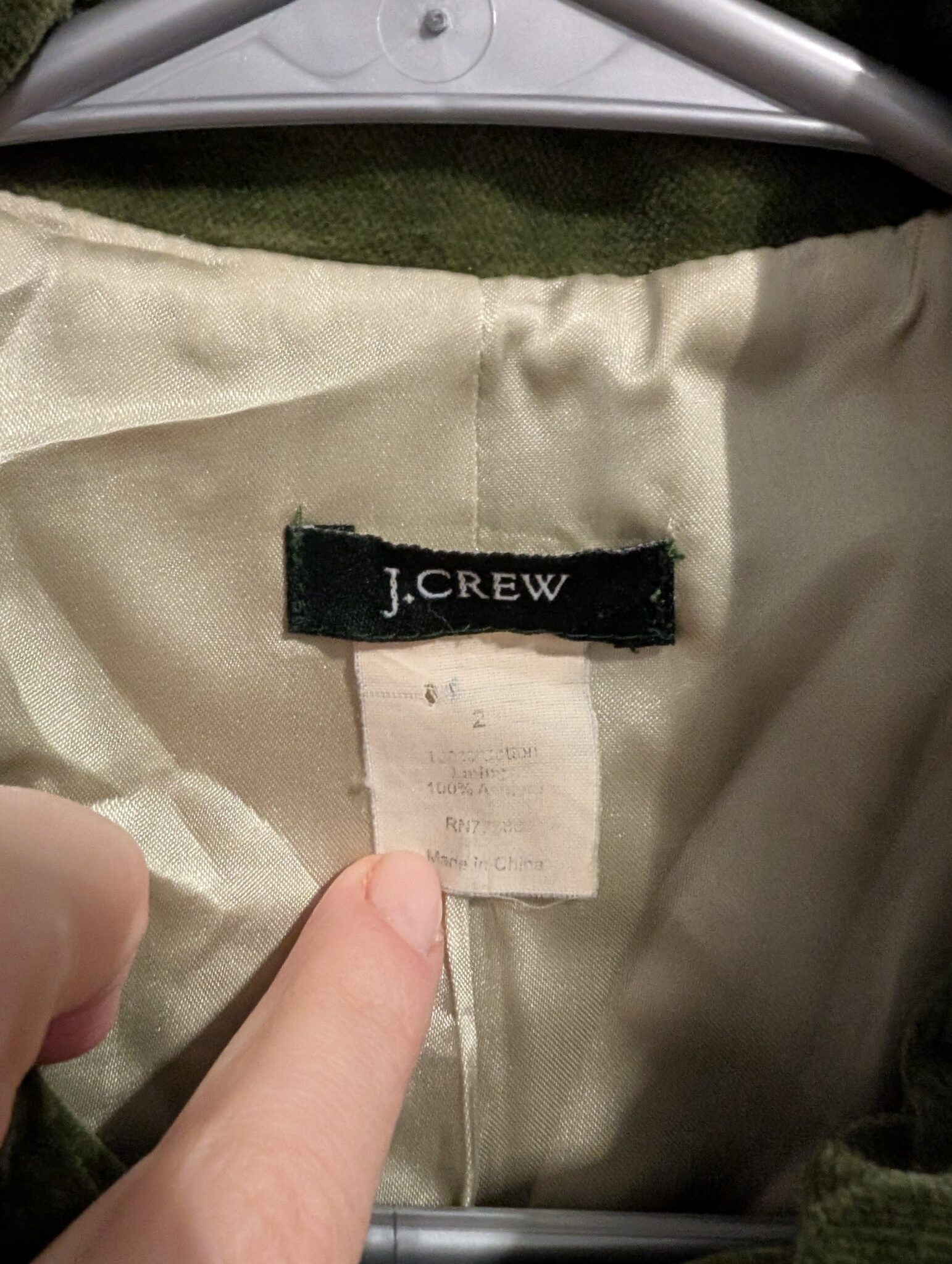 Image for J crew/Veston en Velours Sz 2