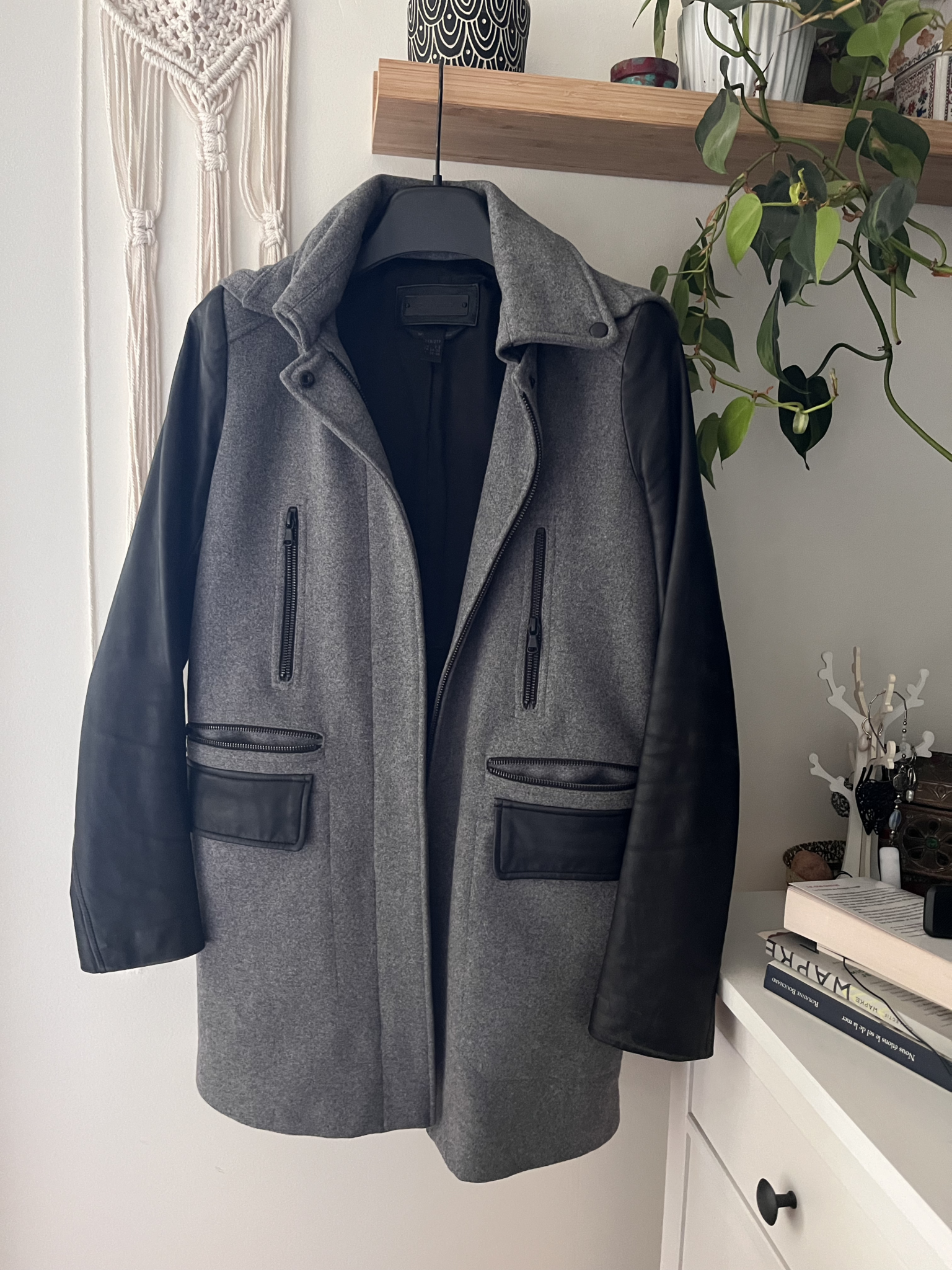 Featured image for Manteau laine et cuir véritable