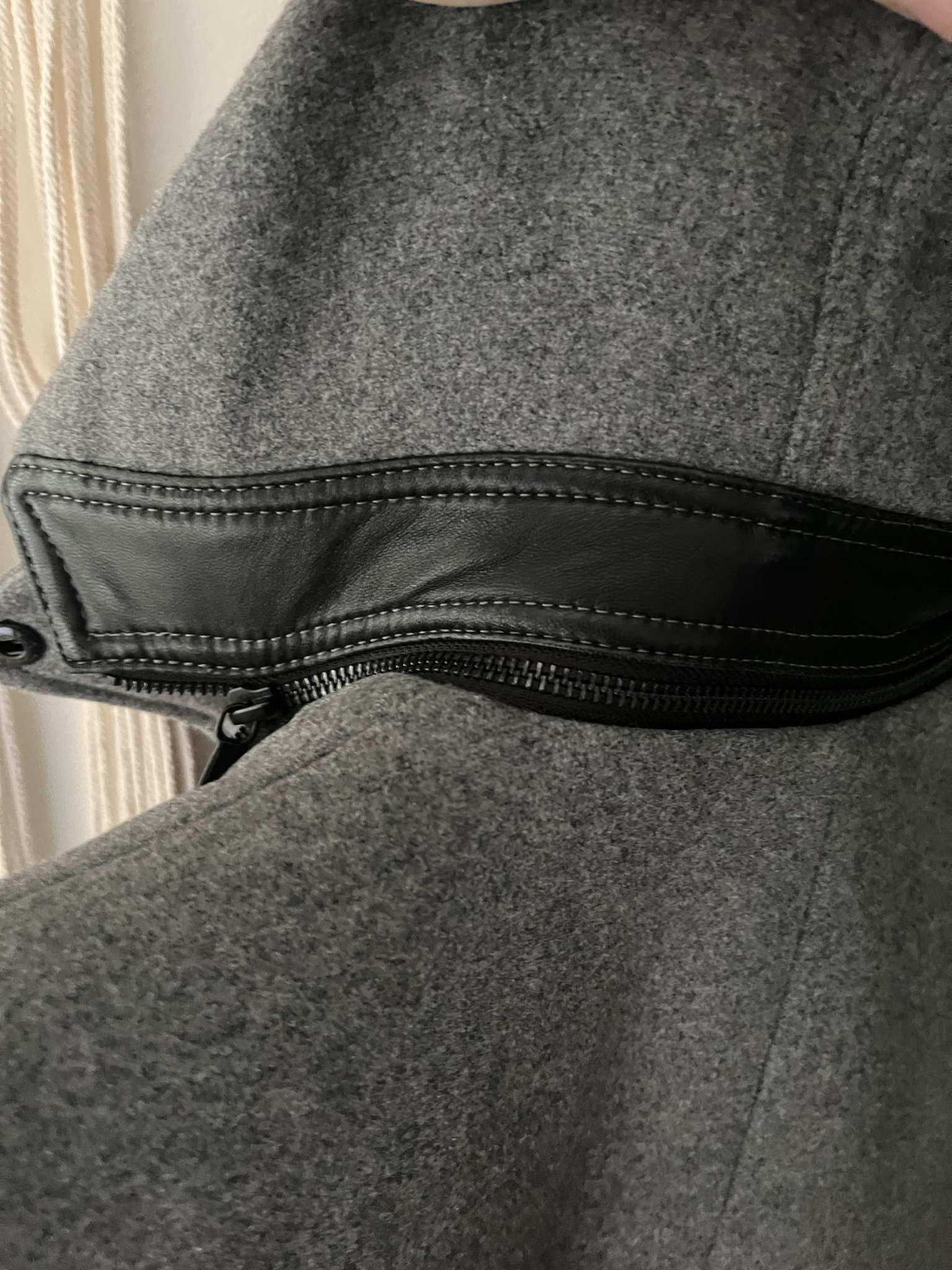 Image for Manteau laine et cuir véritable