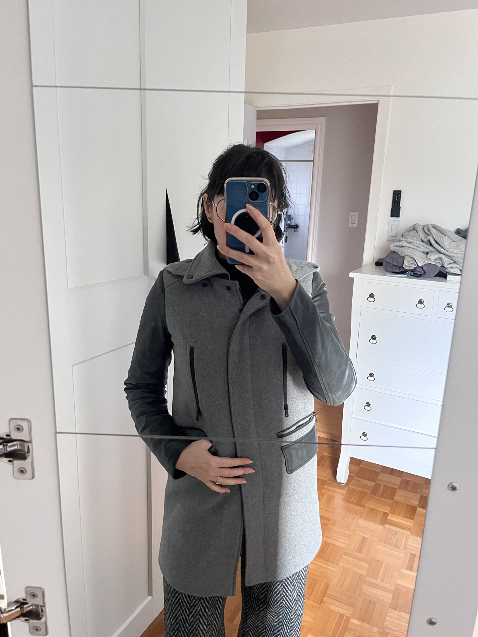 Image for Manteau laine et cuir véritable