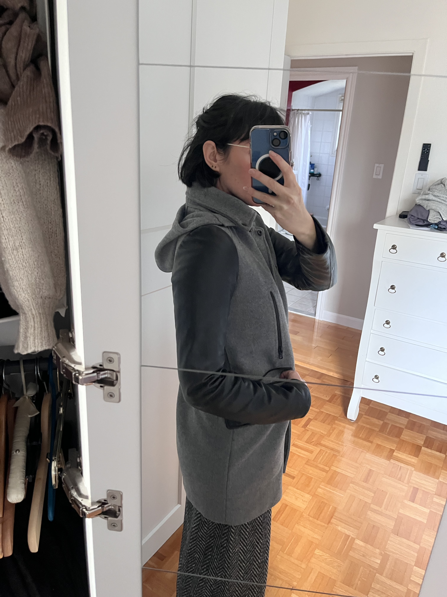 Image for Manteau laine et cuir véritable