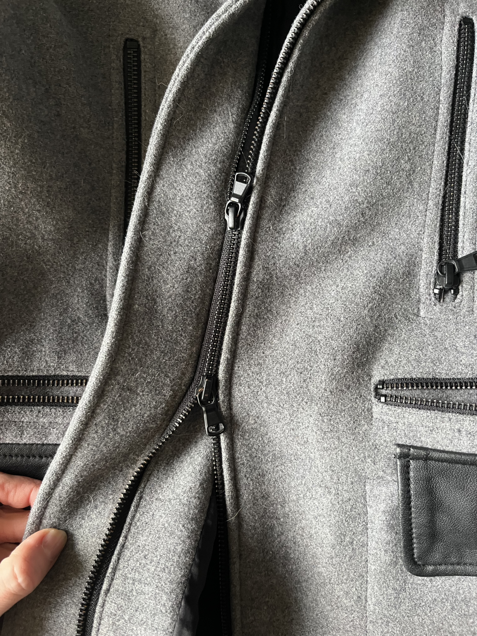 Image for Manteau laine et cuir véritable