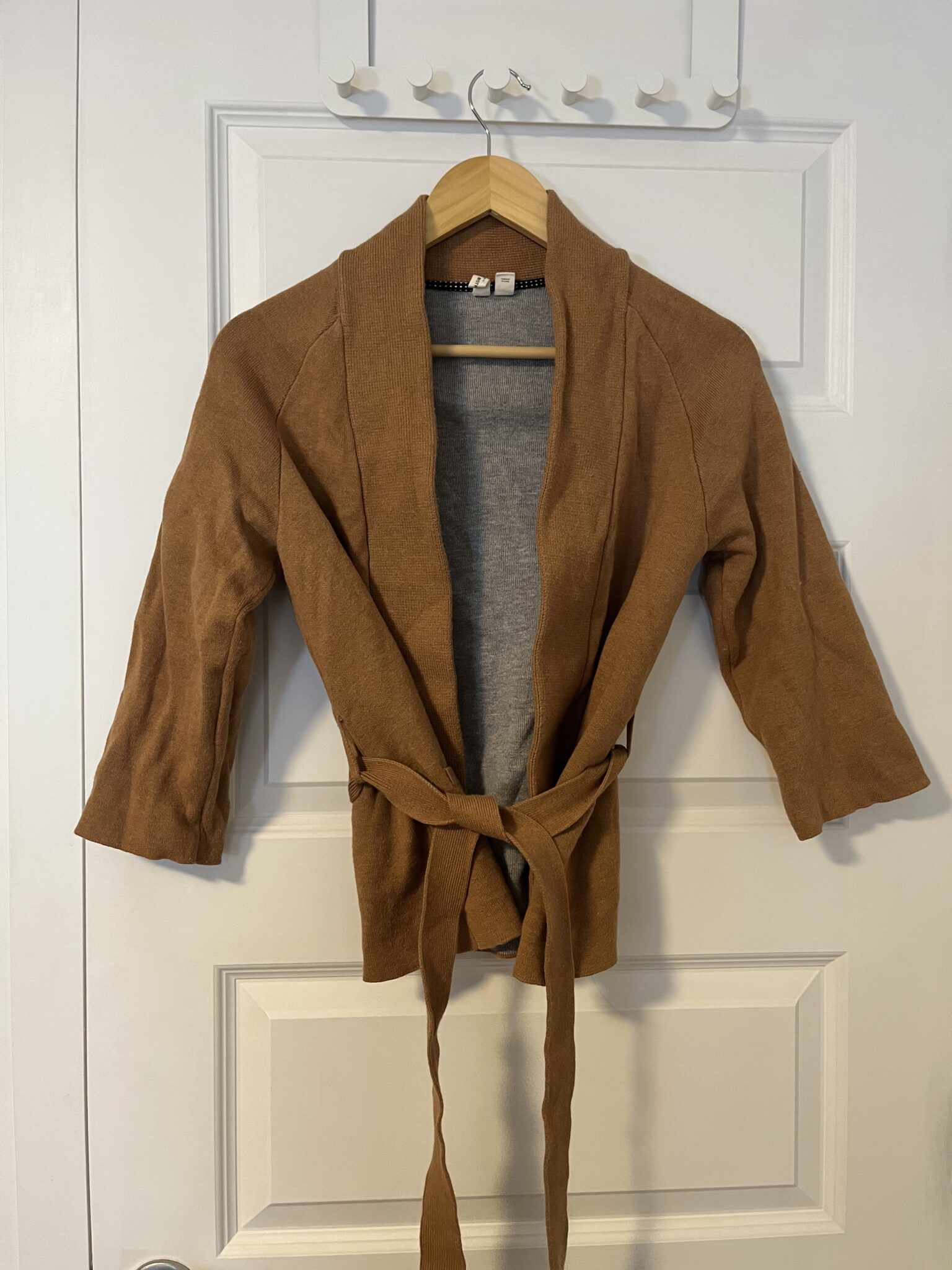 Featured image for Anthropologie Rizzo Camel Wrap Cardigan