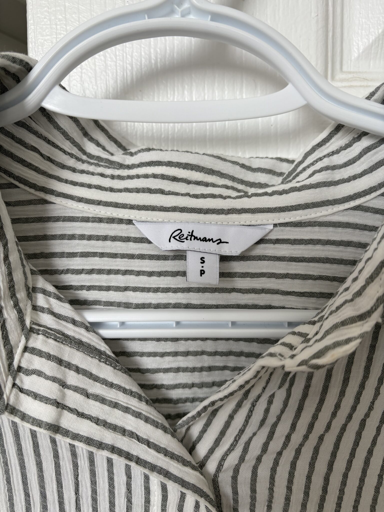 Image for Green and white lined blouse