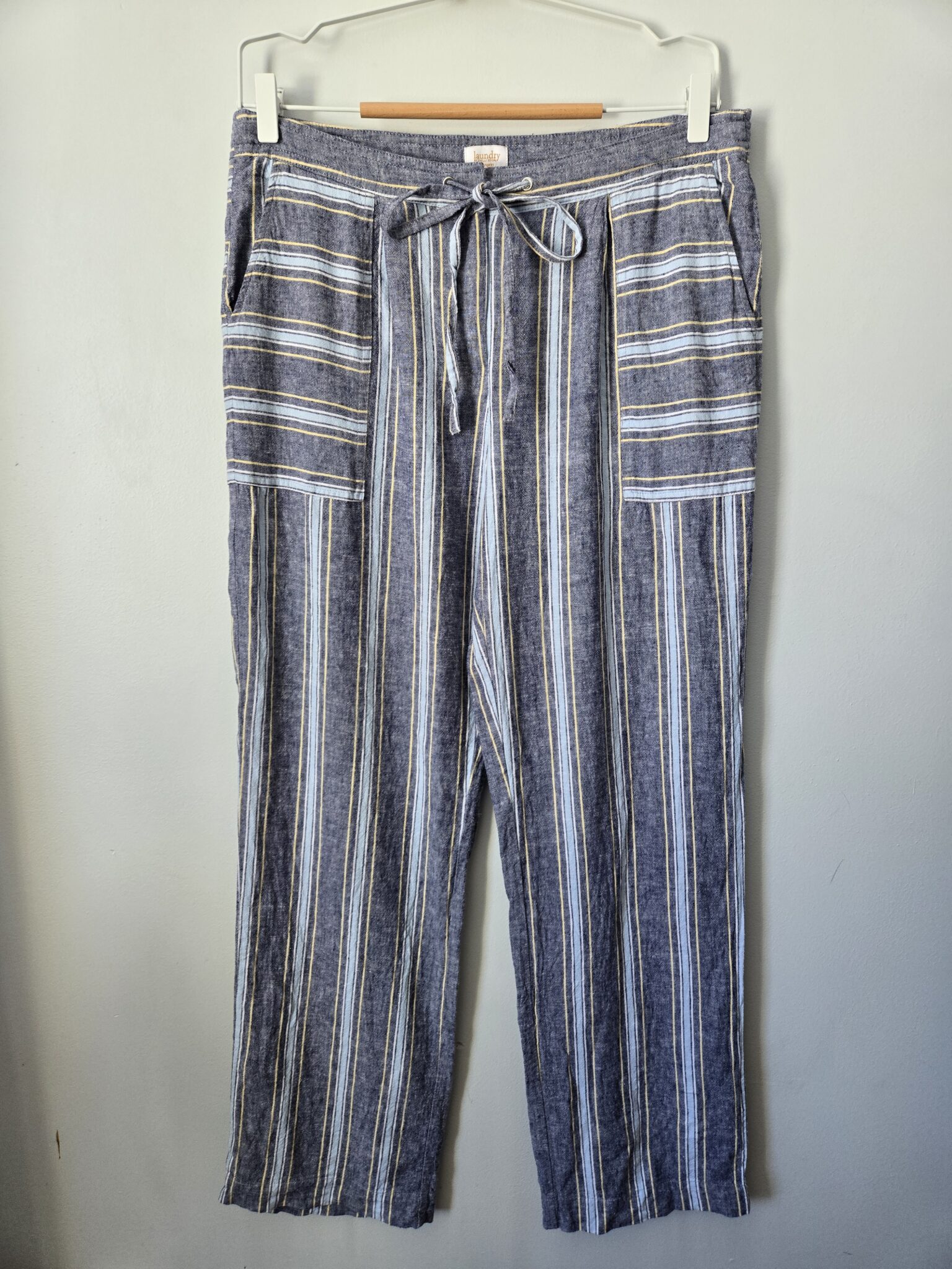 Featured image for LAUNDRY by SHELLI SEGAL linen blend striped trousers