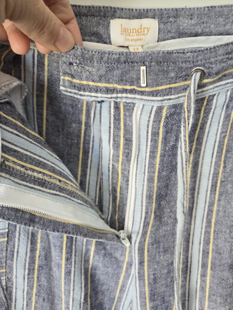 Image for LAUNDRY by SHELLI SEGAL pantalon rayé en mélange de lin