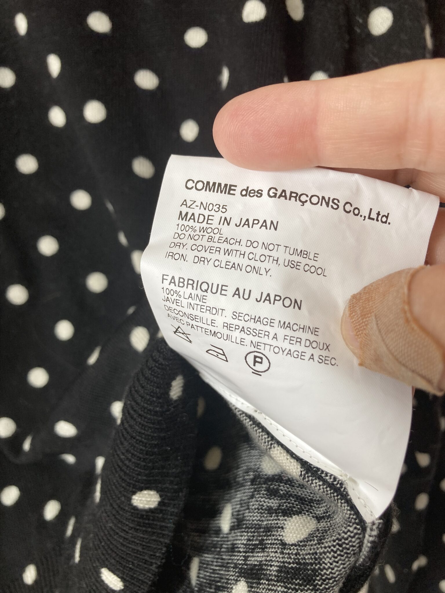 Image for Chandail à pois taille s/M Comme des garçons