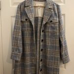 Featured thumbnail for Long unlined blue checked jacket