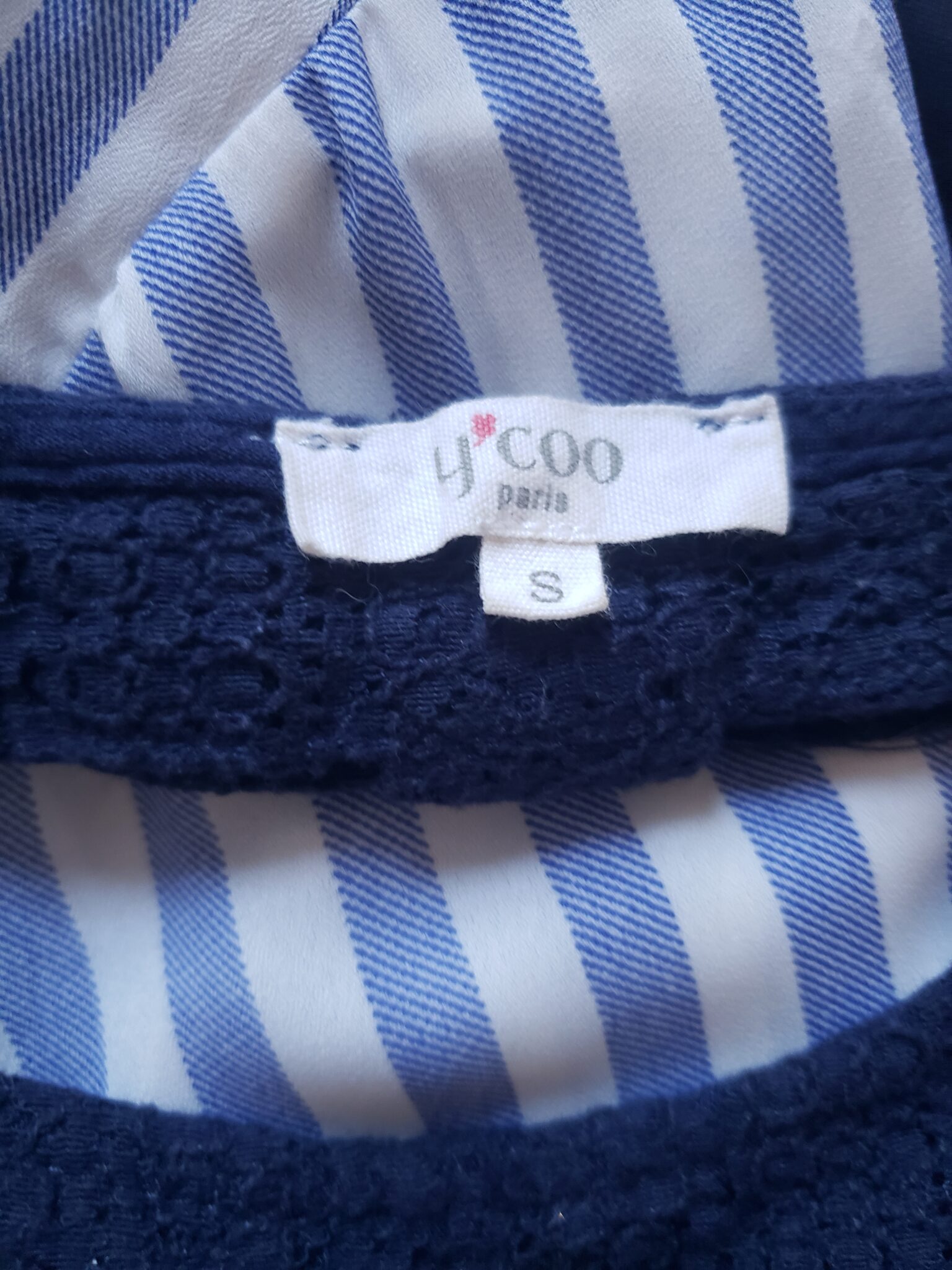 Image for blouse en dentelles bleu marine. Manche 3/4