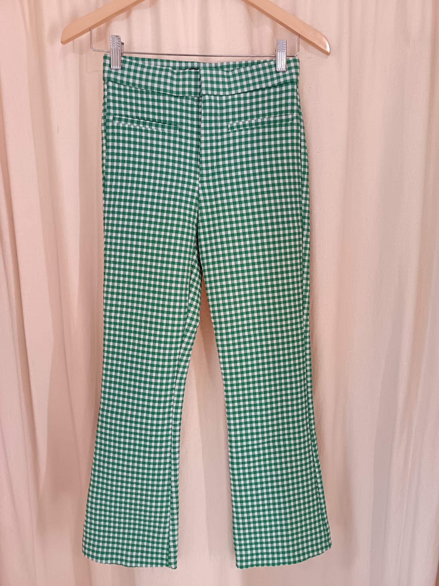 Image for Pantalon flare en vichy vert Zara