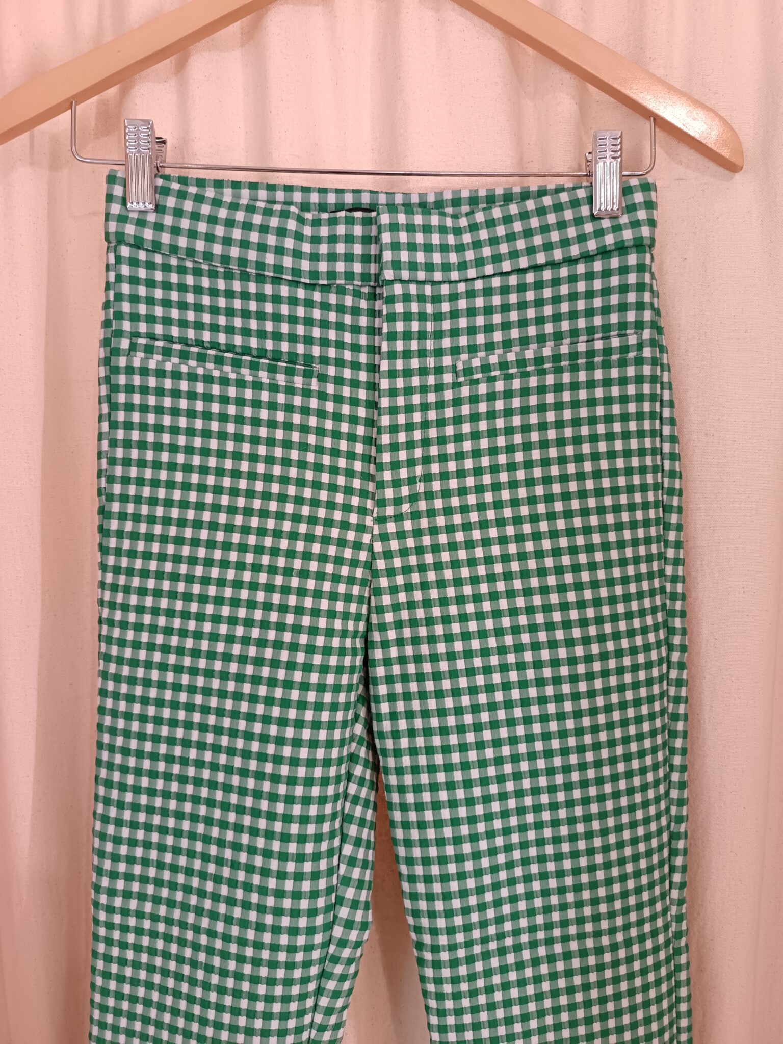 Image for Pantalon flare en vichy vert Zara