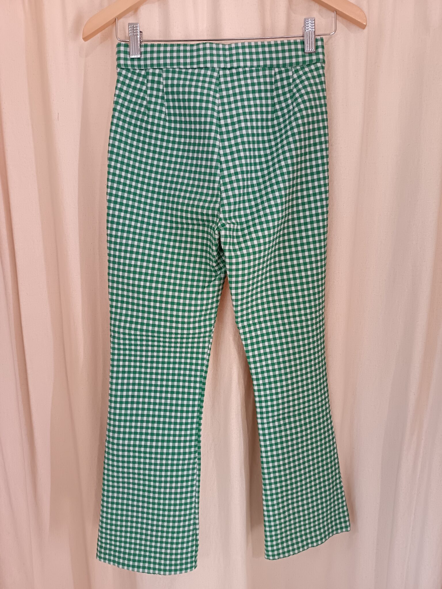 Image for Pantalon flare en vichy vert Zara