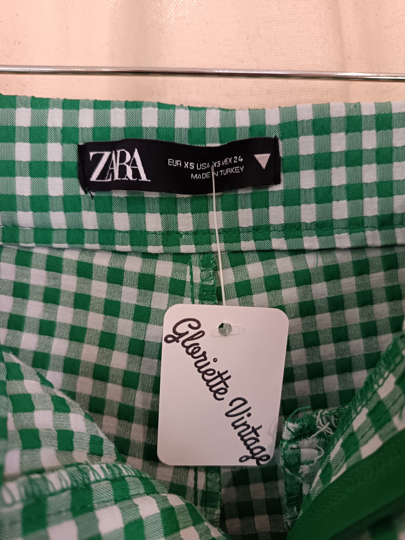Image for Pantalon flare en vichy vert Zara