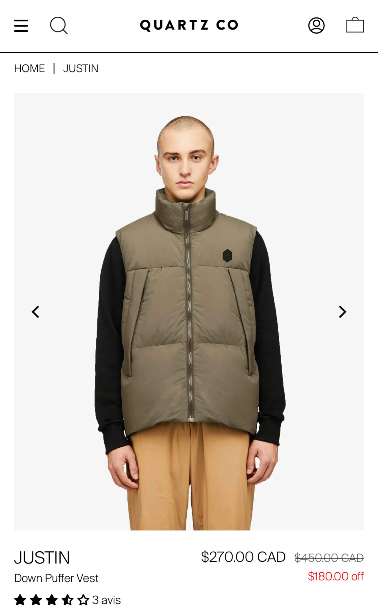 Image for Puffer veste sans manche Quartz co