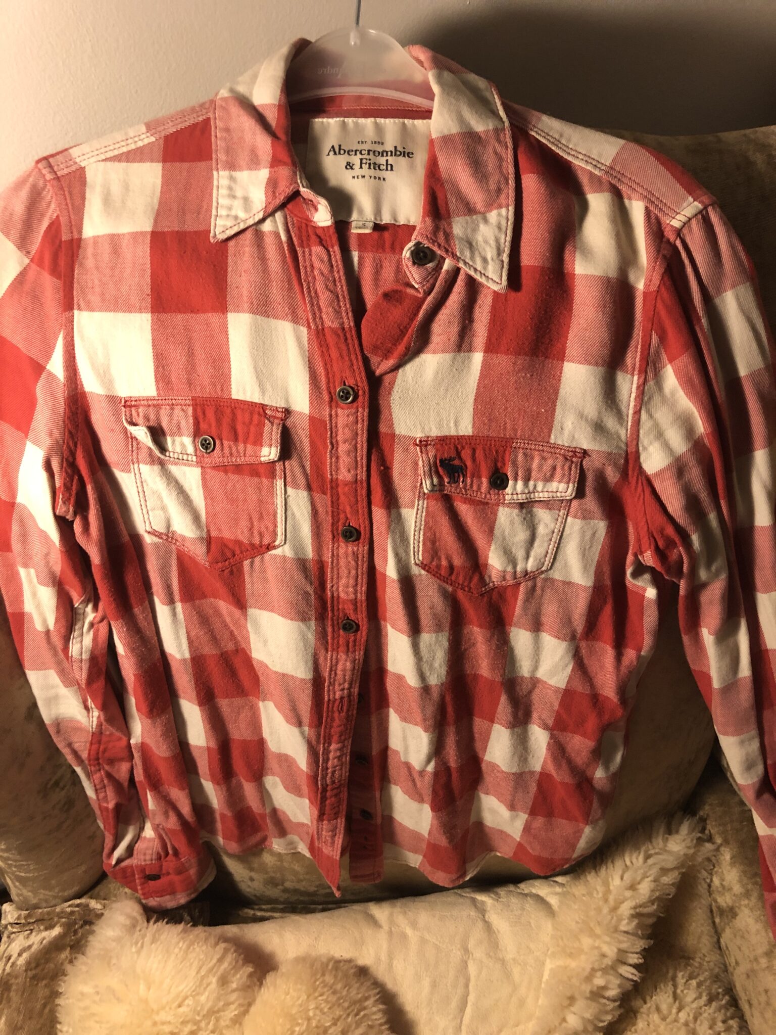 Image for Chemise abercrombie and fitch rouge 💯 coton